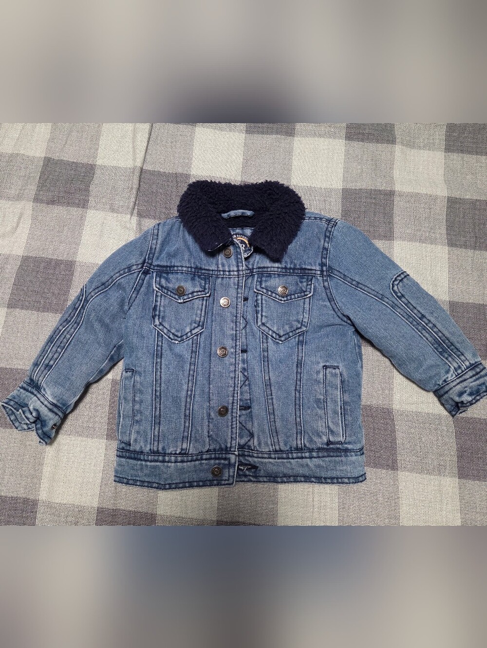Urban Republic Toddler 2T Denim Jacket Navy Faux Sherpa Collar Fall Winter Cozy